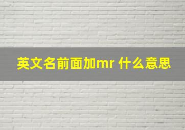 英文名前面加mr 什么意思